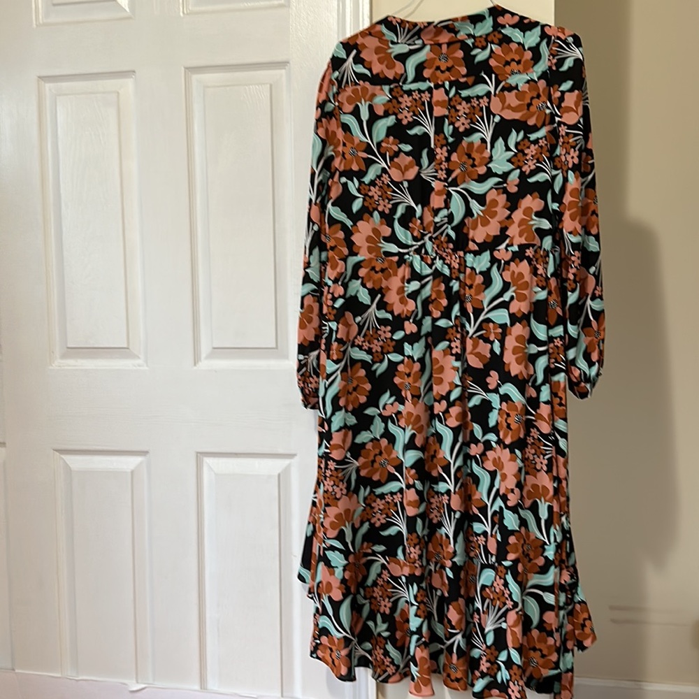 Diane Von Furstenberg Floral Wrap Dress - Black, Orange, Green - Picture 8 of 10